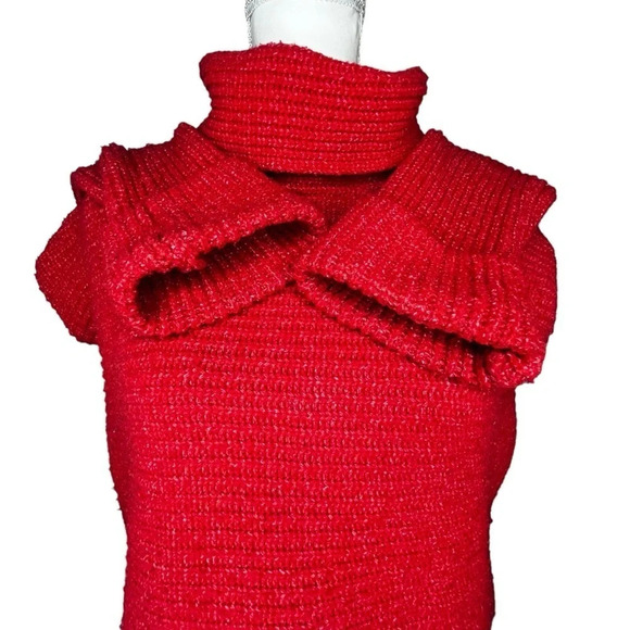 Pilcro Oversized Knit Cowl-Neck Sweater in Red/Orange Size X-Small - Picture 8 of 14